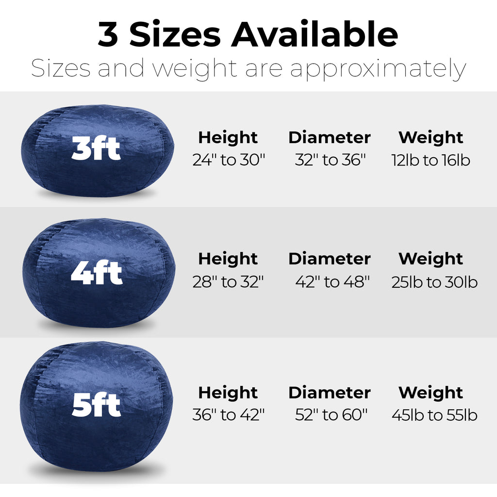 Minky Velvet Bean Bag Chair - Navy 5ft