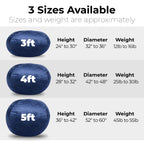 Minky Velvet Bean Bag Chair - Navy 5ft