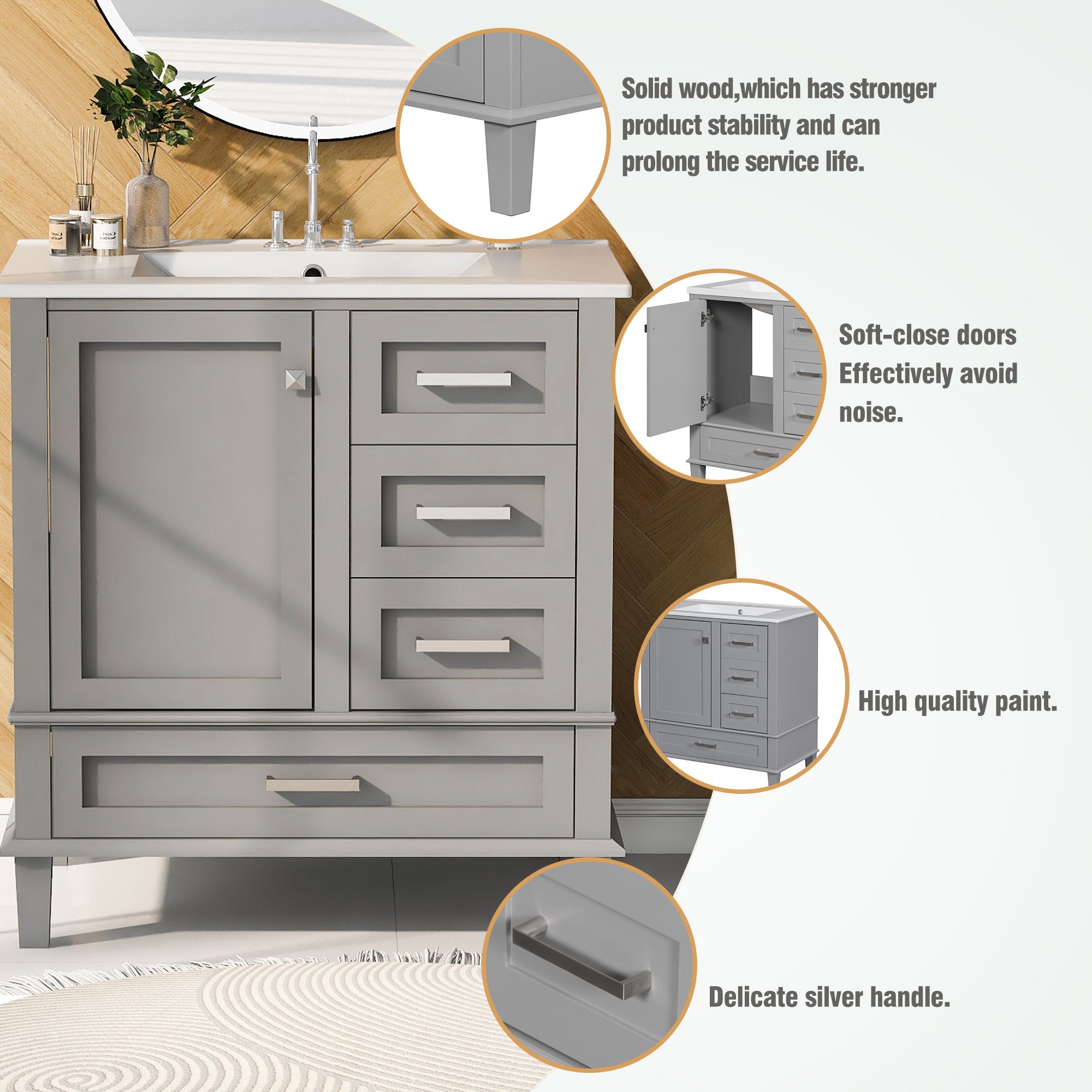 30" Modern Bathroom Vanity with Sink Combo Set