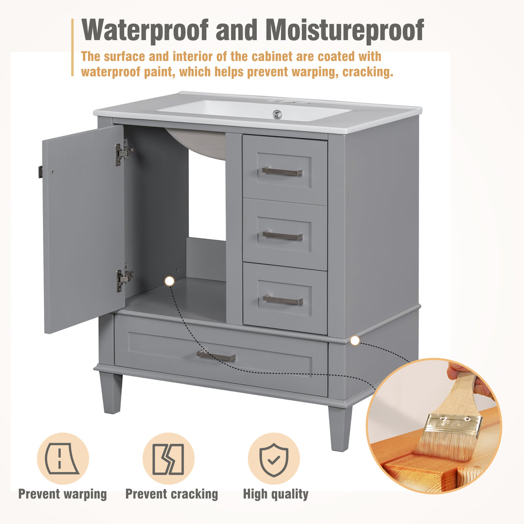 30" Modern Bathroom Vanity with Sink Combo Set