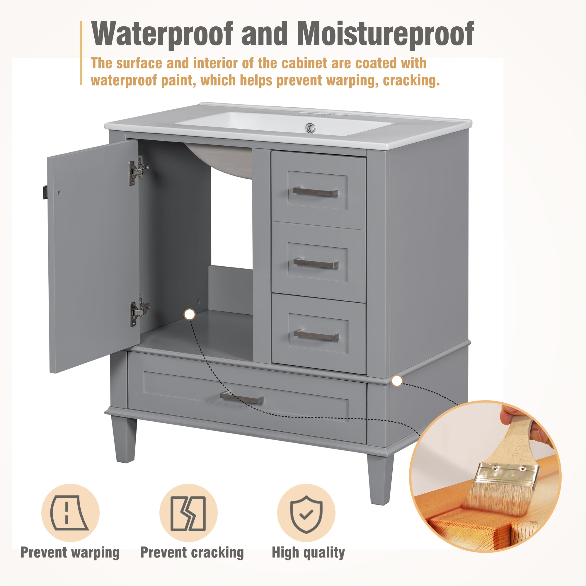 30" Modern Bathroom Vanity with Sink Combo Set