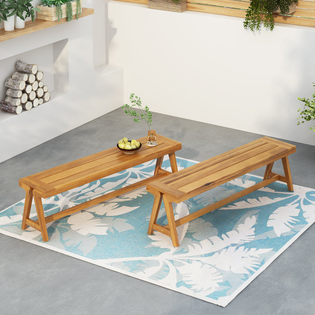 Outdoor Dining Benches (Set of 2)