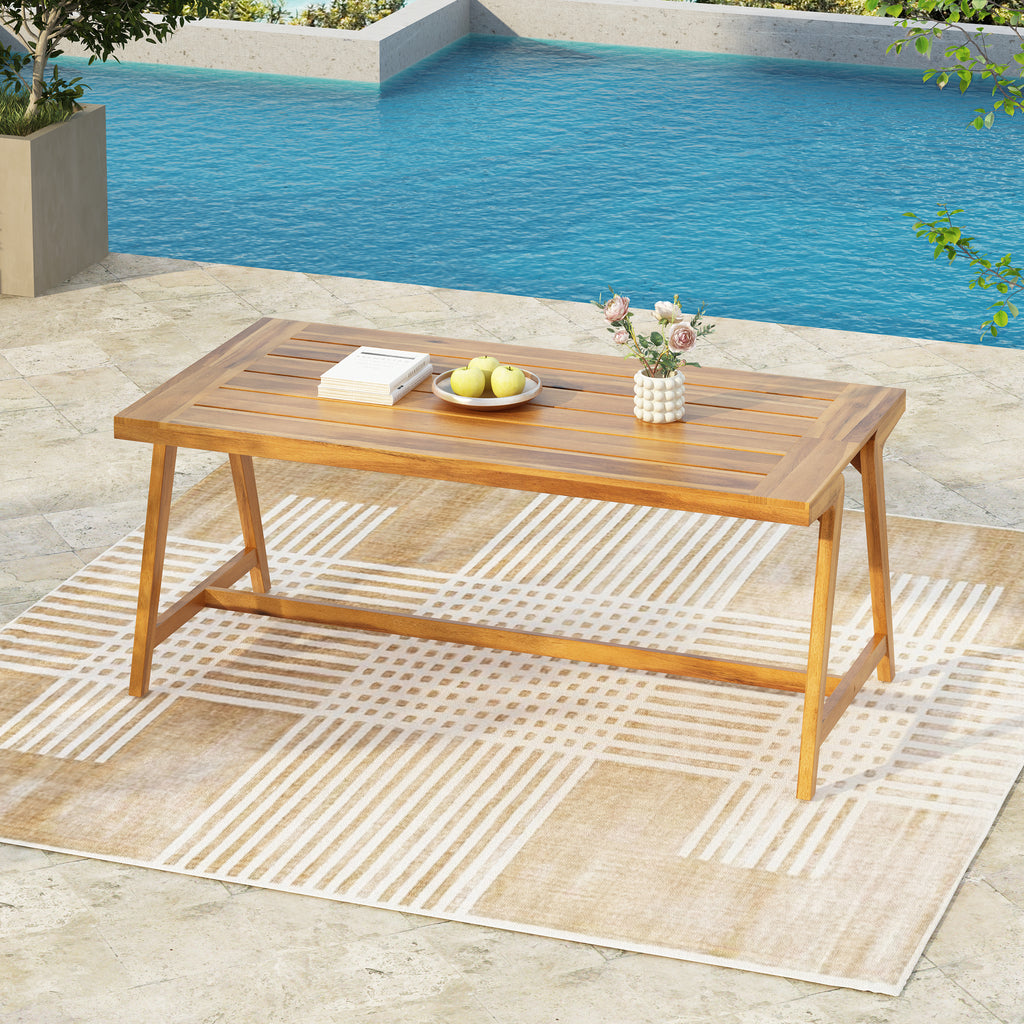 Modern Outdoor Dining Table, Acacia Wood Patio Table