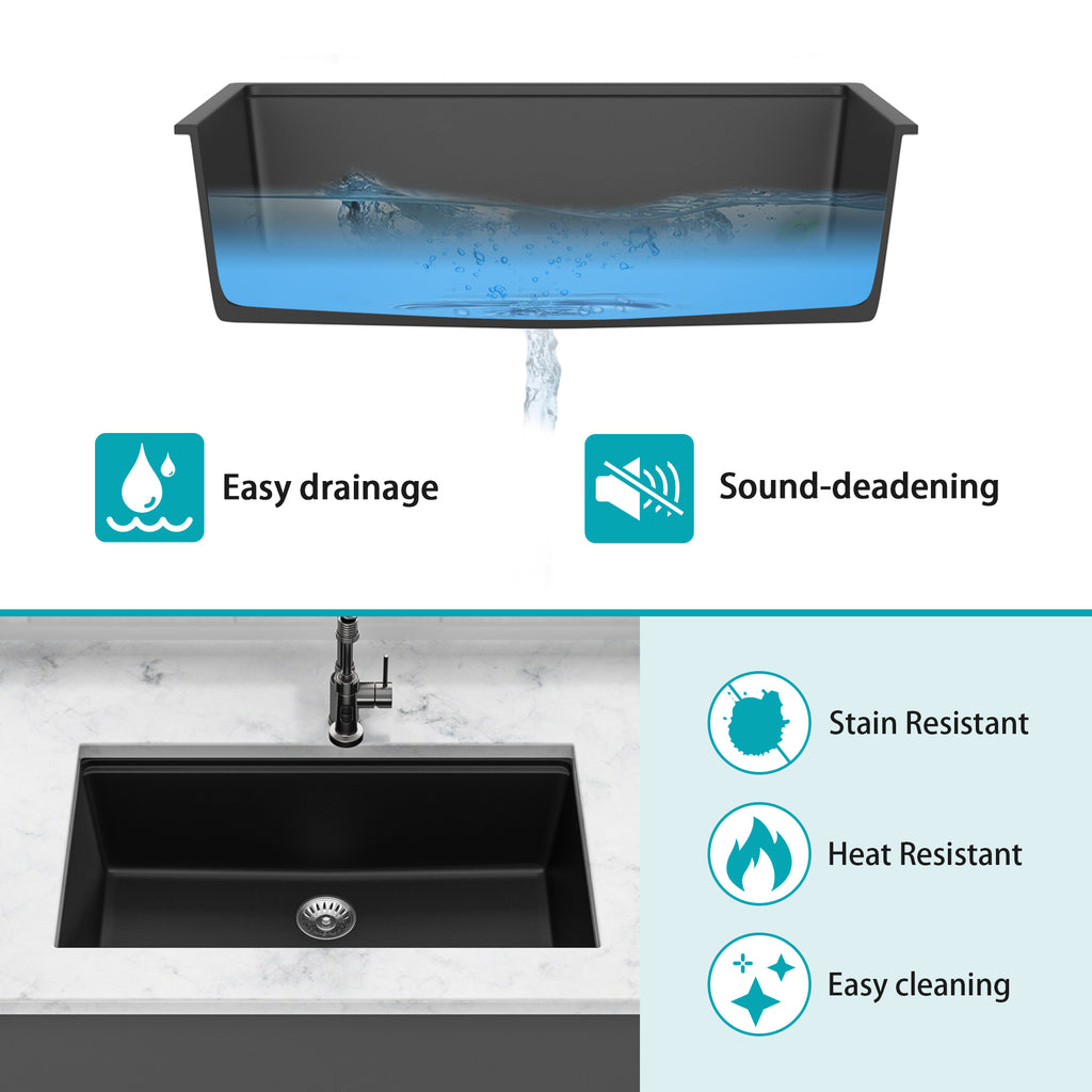 Quartz Kitchen Sink - 33"x19"x9.65"