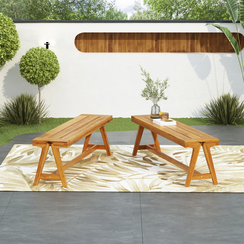 Outdoor Dining Benches (Set of 2)