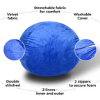Minky Velvet Bean Bag Chair - 4ft Plush Floor Chair for Kids and Adults
