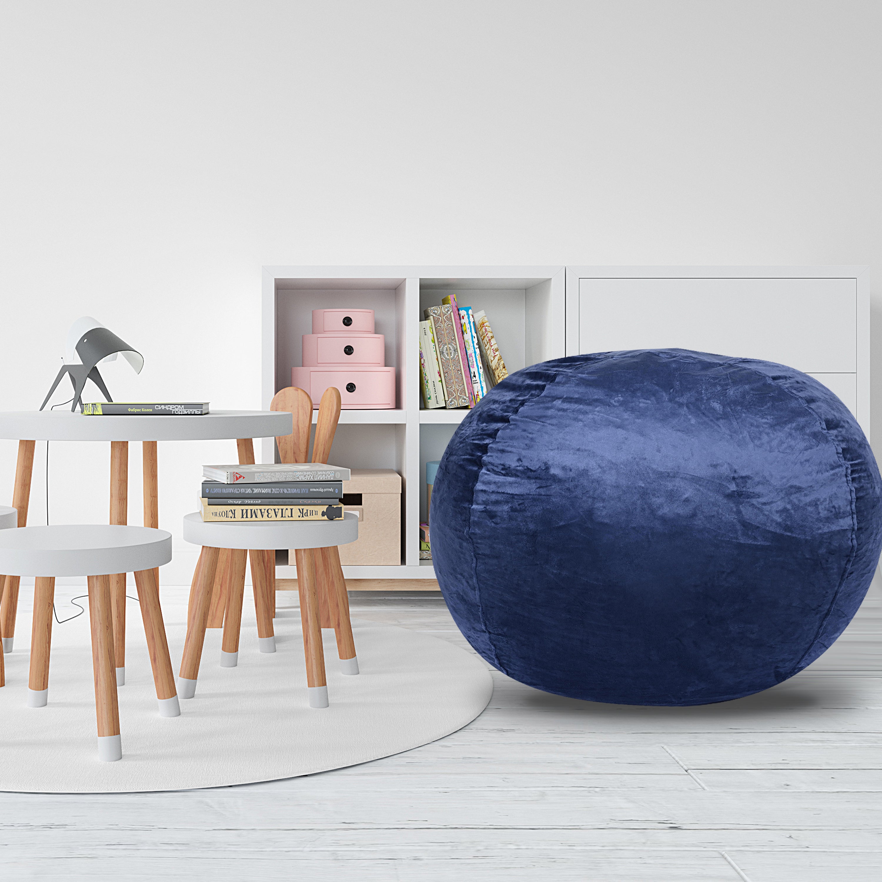Minky Velvet Bean Bag Chair - Navy 5ft