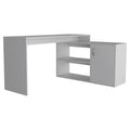Axis Modern L-Shaped Computer Desk with Open & Closed Storage - White