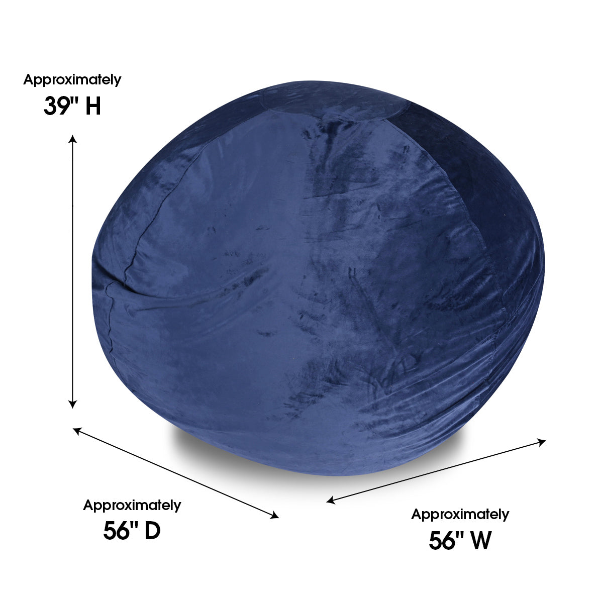 Minky Velvet Bean Bag Chair - Navy 5ft