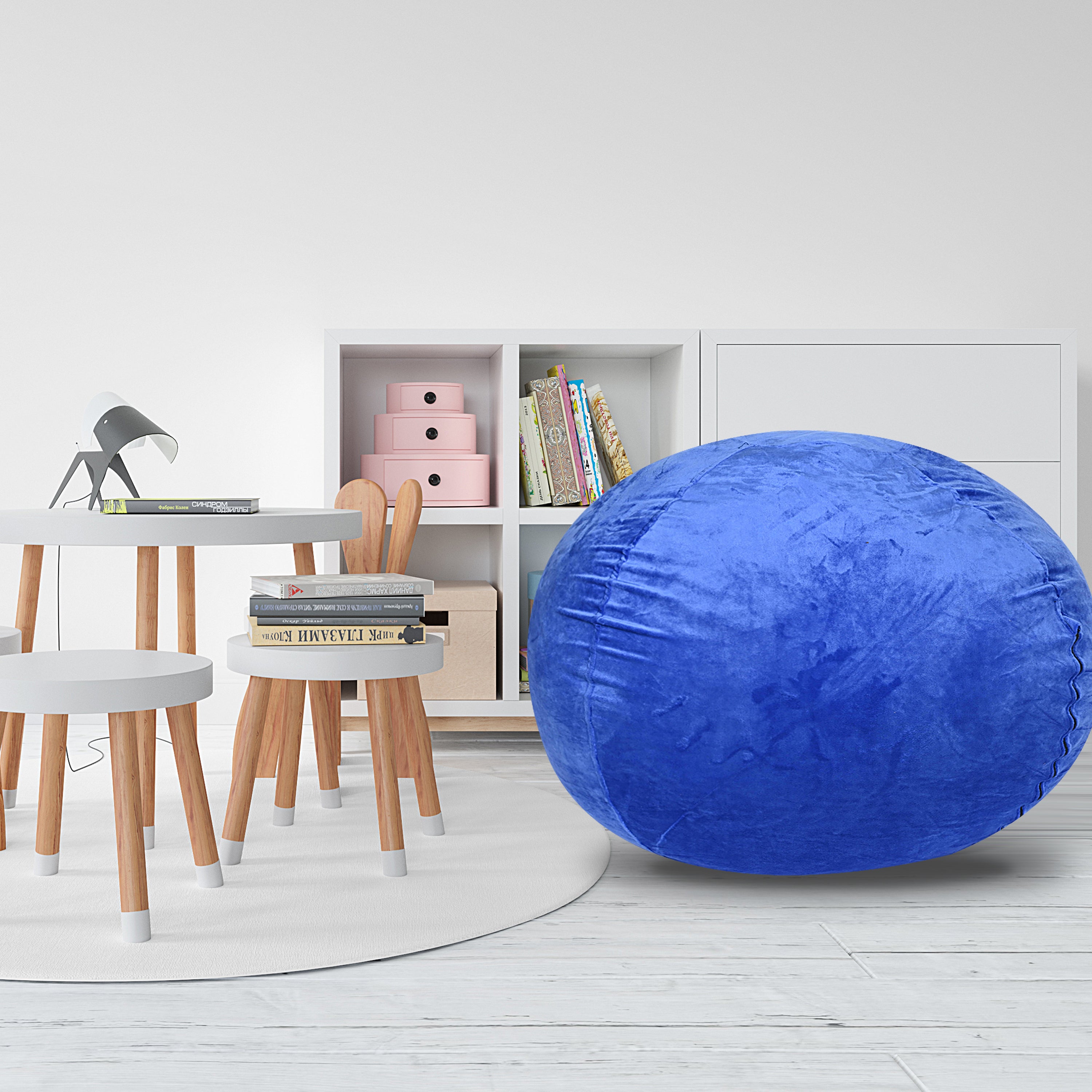 Minky Velvet Bean Bag Chair - 4ft Plush Floor Chair for Kids and Adults