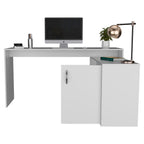 Axis Modern L-Shaped Computer Desk with Open & Closed Storage - White