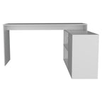 Axis Modern L-Shaped Computer Desk with Open & Closed Storage - White
