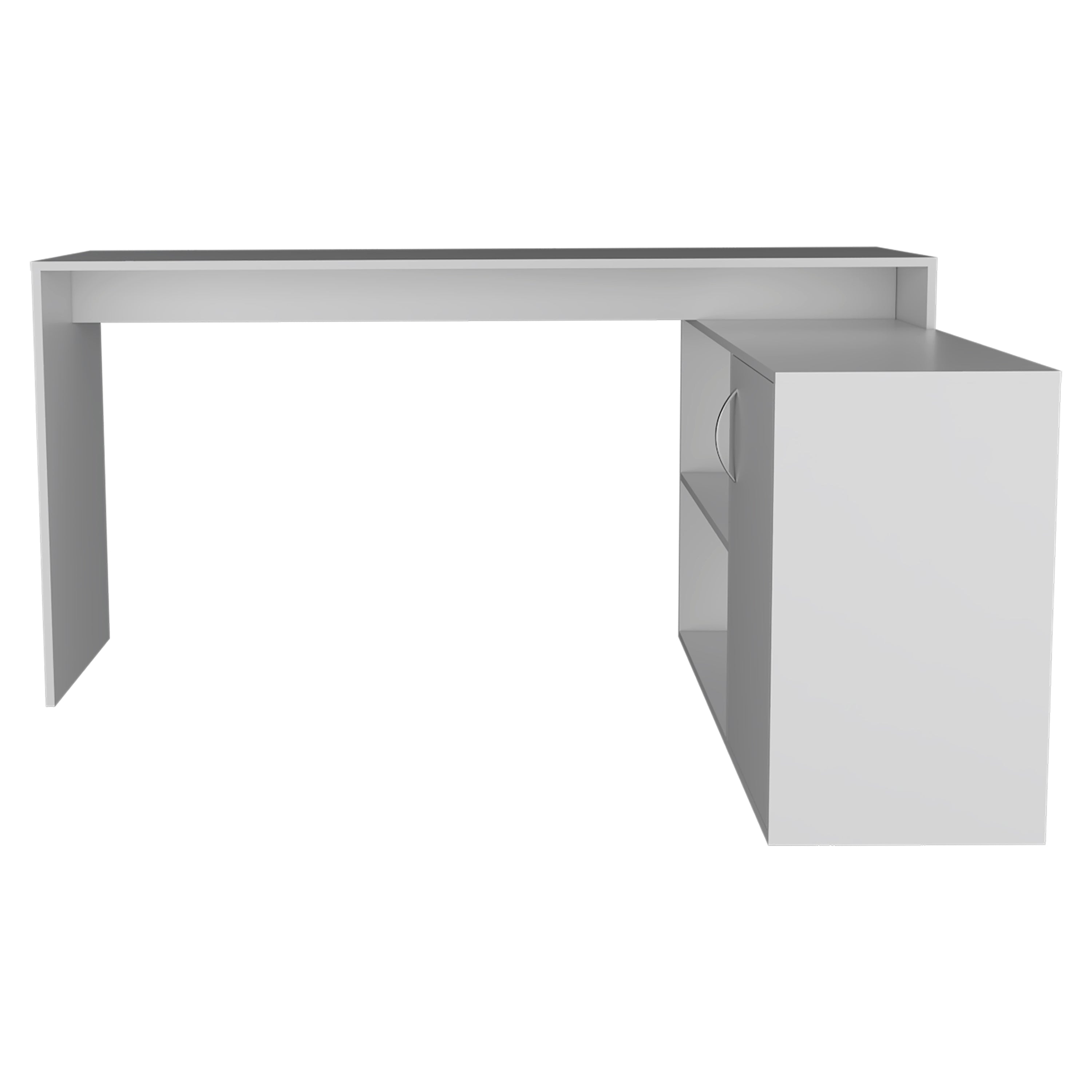 Axis Modern L-Shaped Computer Desk with Open & Closed Storage - White