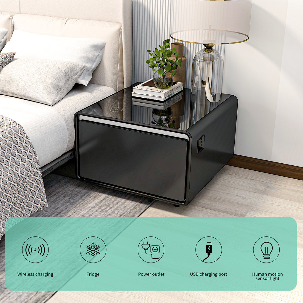 Modern Smart Side Table with Built-in Fridge