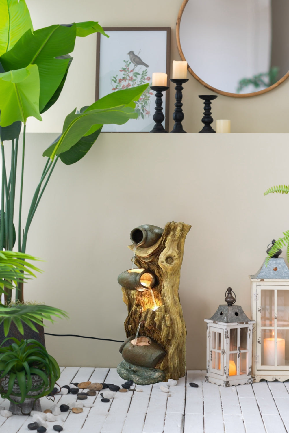Decorative 3 Tier Tree Trunk Fountain