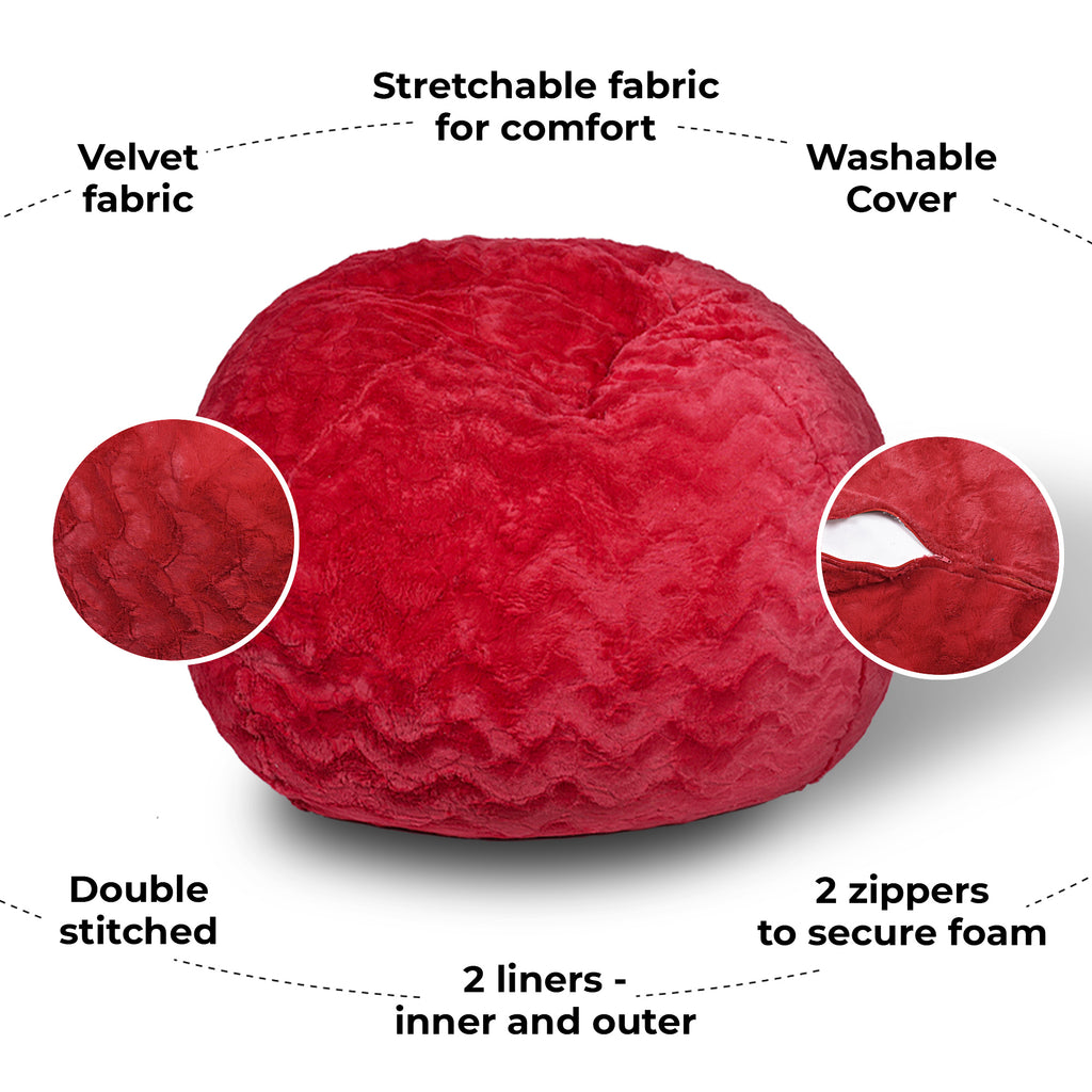 Faux Fur Bean Bag Chair - 5ft Cozy Lounger for Kids & Adults