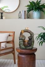 Decorative Two-Tiered Water Fountain with Woodland Animal Design