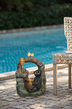 Decorative Two-Tiered Water Fountain with Woodland Animal Design