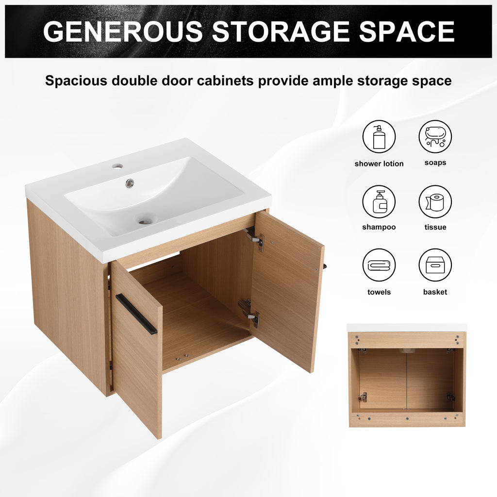 24" Wall Mounted Bathroom Vanity with Resin Basin