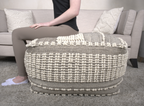 Rustic Wool and Cotton Large Pouf
