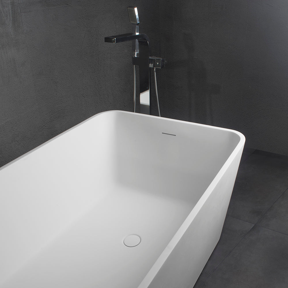 67 Inch Freestanding Solid Surface Soaking Bathtub