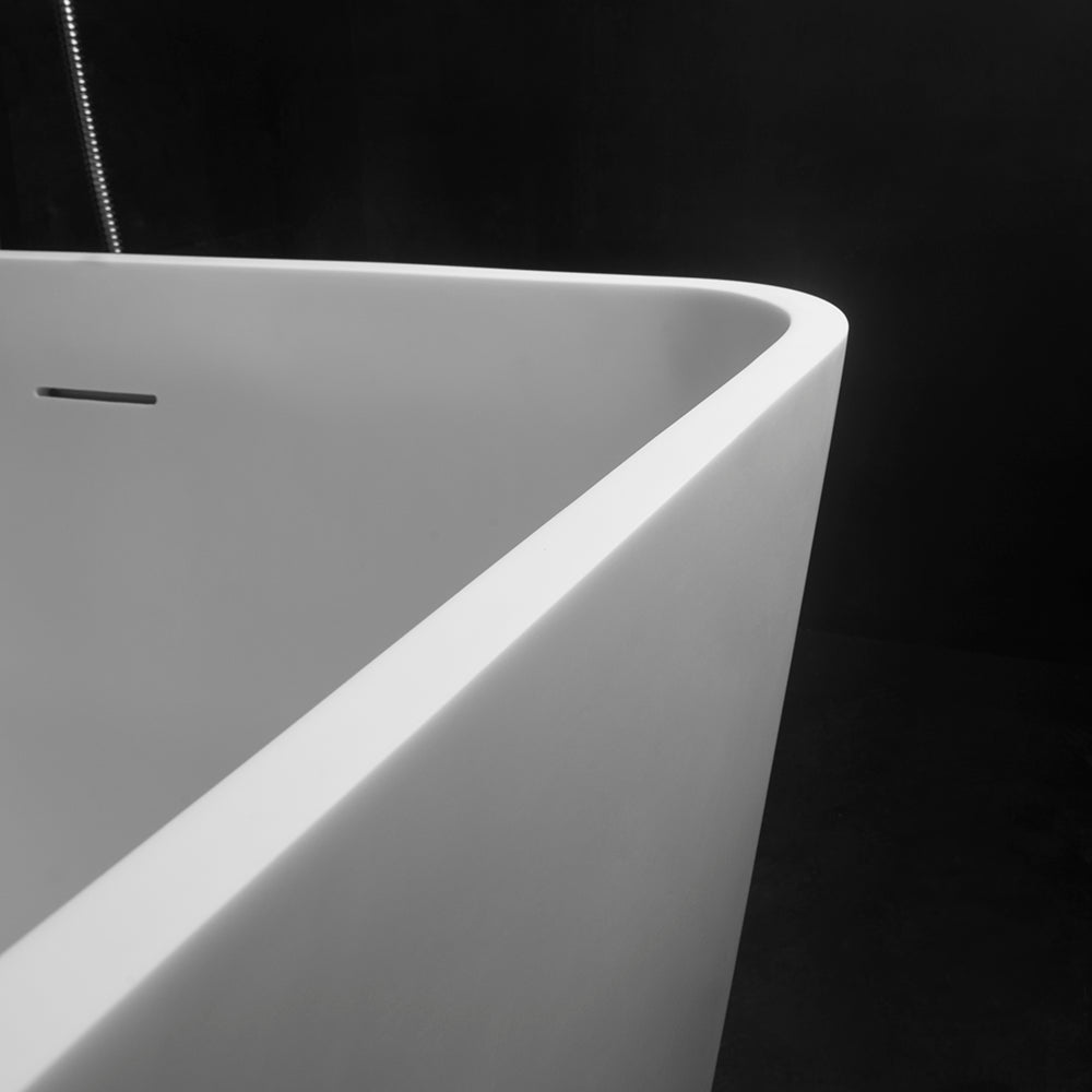 67 Inch Freestanding Solid Surface Soaking Bathtub