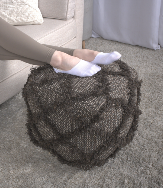 Jumanji Handcrafted Wool and Cotton Pouf