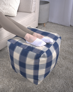Connor Checkered Square Pouf