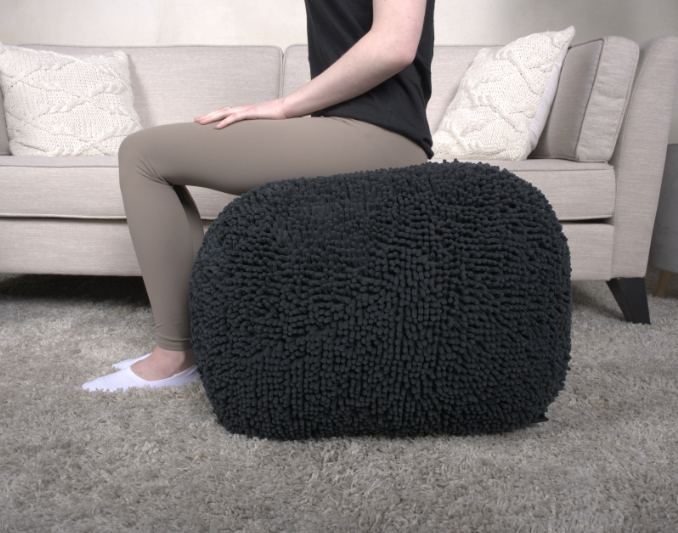 Spongy Microfiber Square Pouf, Dark