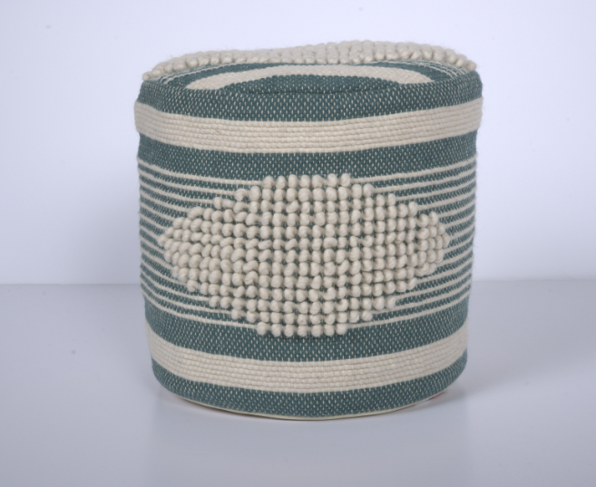 Diamond Handcrafted Fabric Cylindrical Pouf