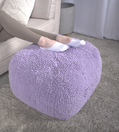 Spongy Microfiber Square Pouf, Lavender