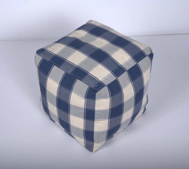 Connor Checkered Square Pouf