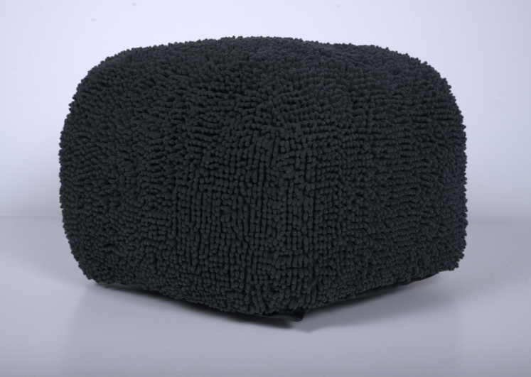 Spongy Microfiber Square Pouf, Dark