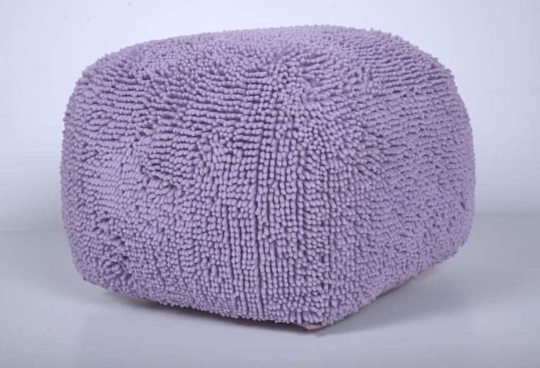 Spongy Microfiber Square Pouf, Lavender