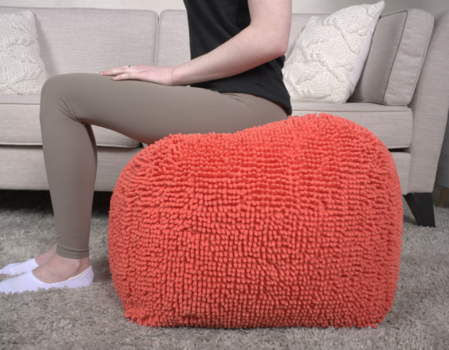Spongy Microfiber Square Pouf, Coral
