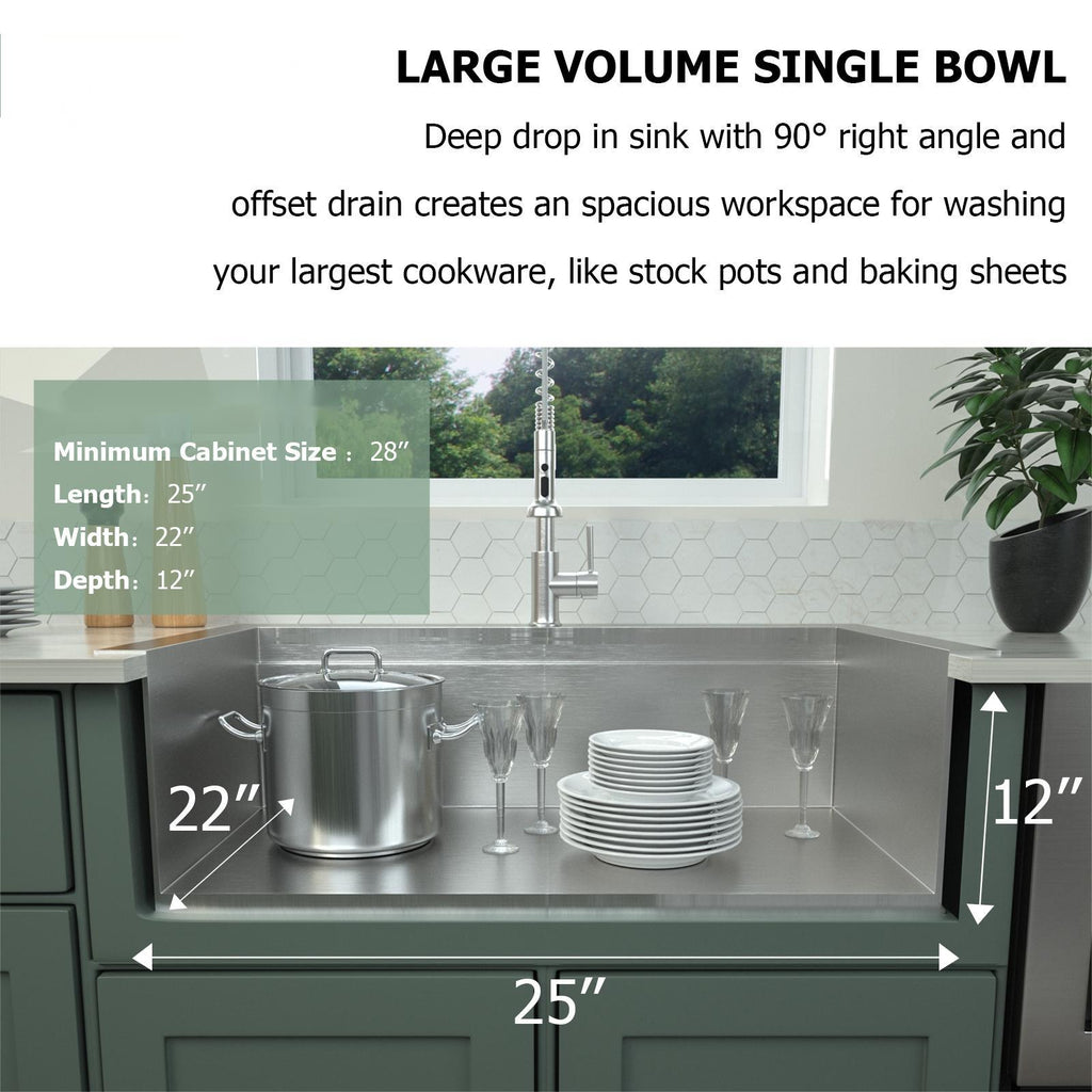 25"x22"x12" Stainless Steel Laundry Utility Sink