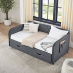 Twin Size Upholstery Daybed with Trundle Bed and Storage Drawers