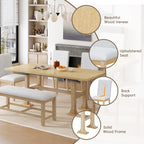 TOPMAX Farmhouse 76-Inch 6-Piece Extendable Dining Table Set