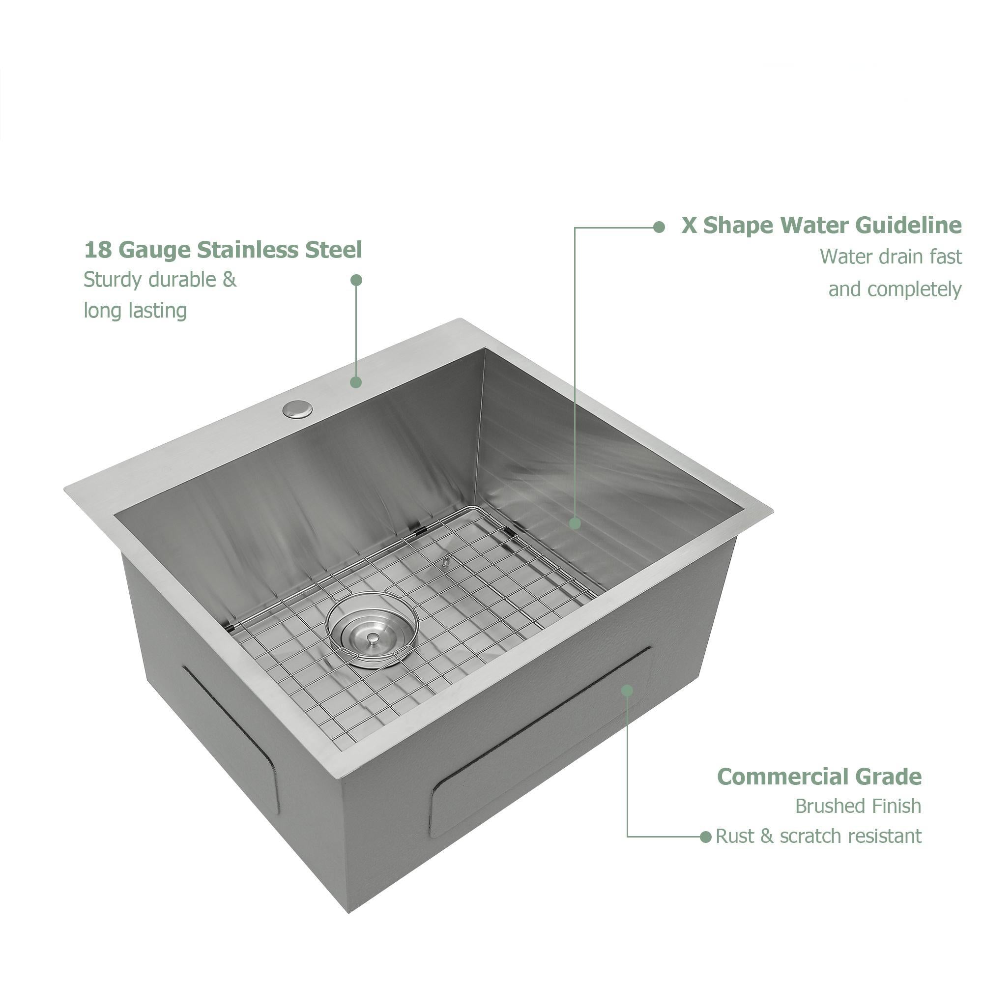 25"x22"x12" Stainless Steel Laundry Utility Sink