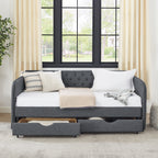 Twin Size Upholstery Daybed with Trundle Bed and Storage Drawers