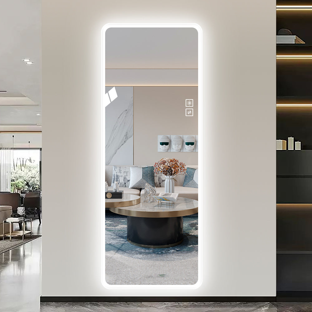 Lighted Vanity Full Length Mirror with Rounded Corners