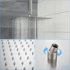 12 Inch Square Brushed Nickel Rain Fixed Shower Head