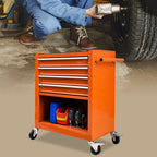 4 Drawers Multifunctional Tool Cart with Wheels - Orange
