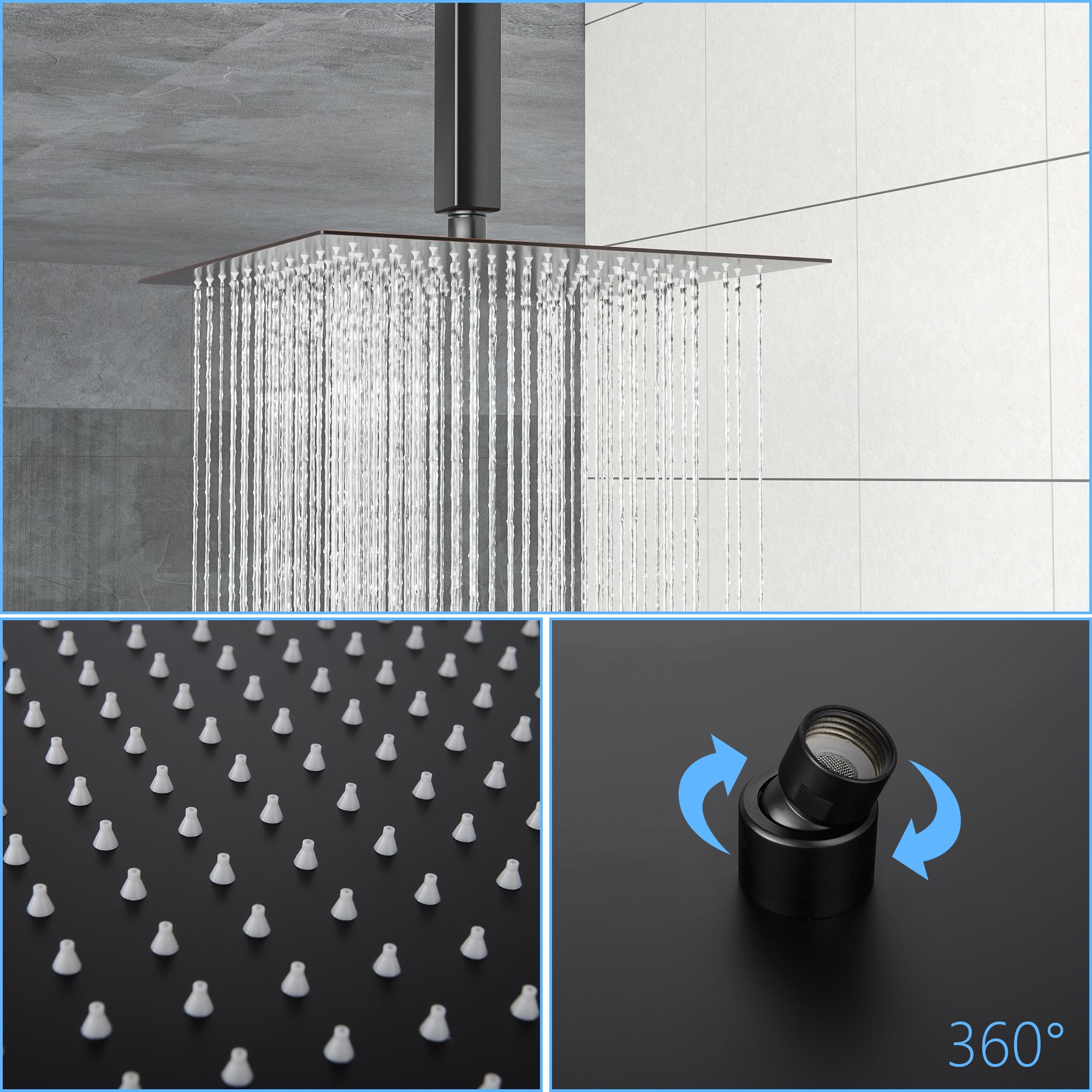 Rain Fixed Shower Head (10 Inch Square, Oil Rubbed Bronze)