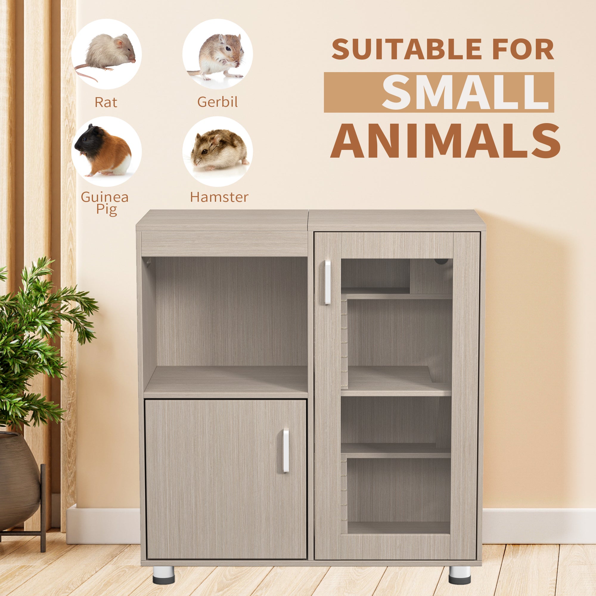 4-Tier Hamster Cage with Storage Cabinet