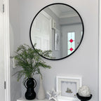 Black 20 Inch Metal Round Bathroom Mirror