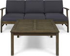 Perla 3 Seater Sofa and Table Set, Dark