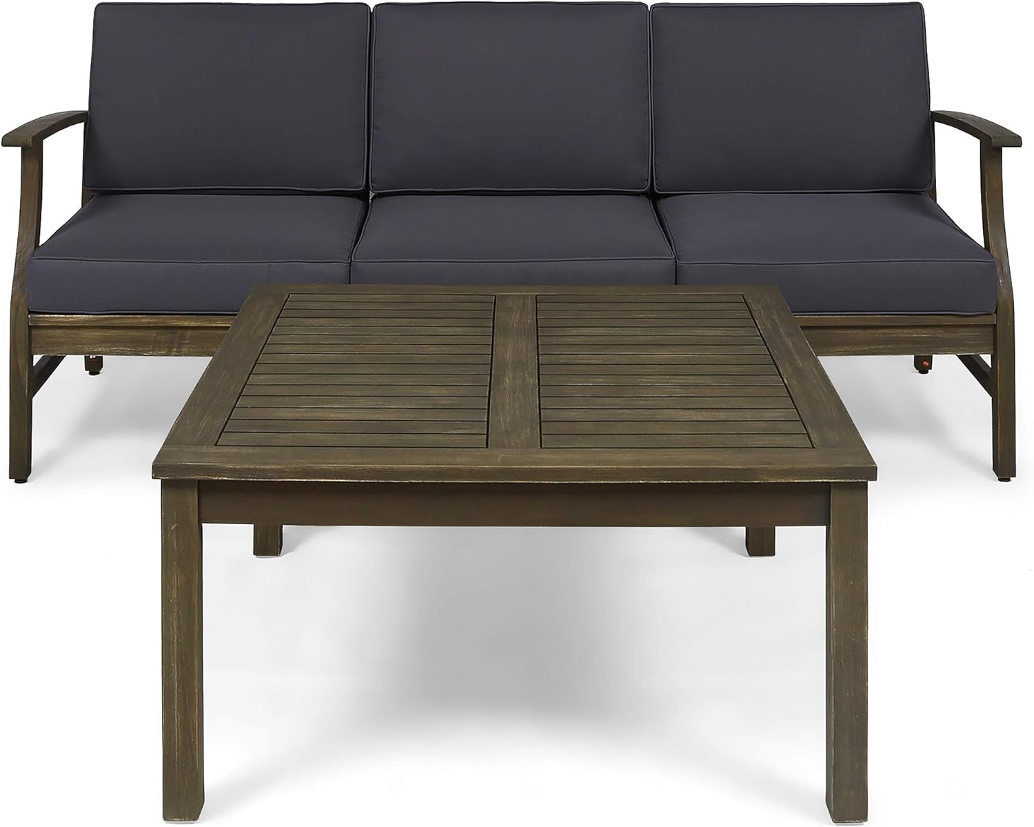 Perla 3 Seater Sofa and Table Set, Dark