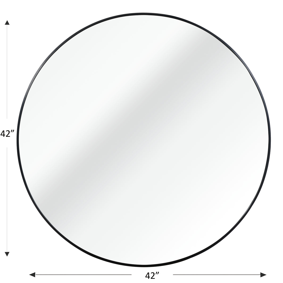 42-Inch Round Bathroom Mirror, Black Aluminum Frame