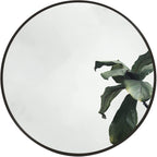 Black 20 Inch Metal Round Bathroom Mirror